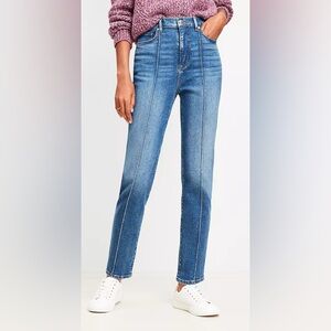 Loft Pintucked High Rise Slim Jeans, Petite, 32